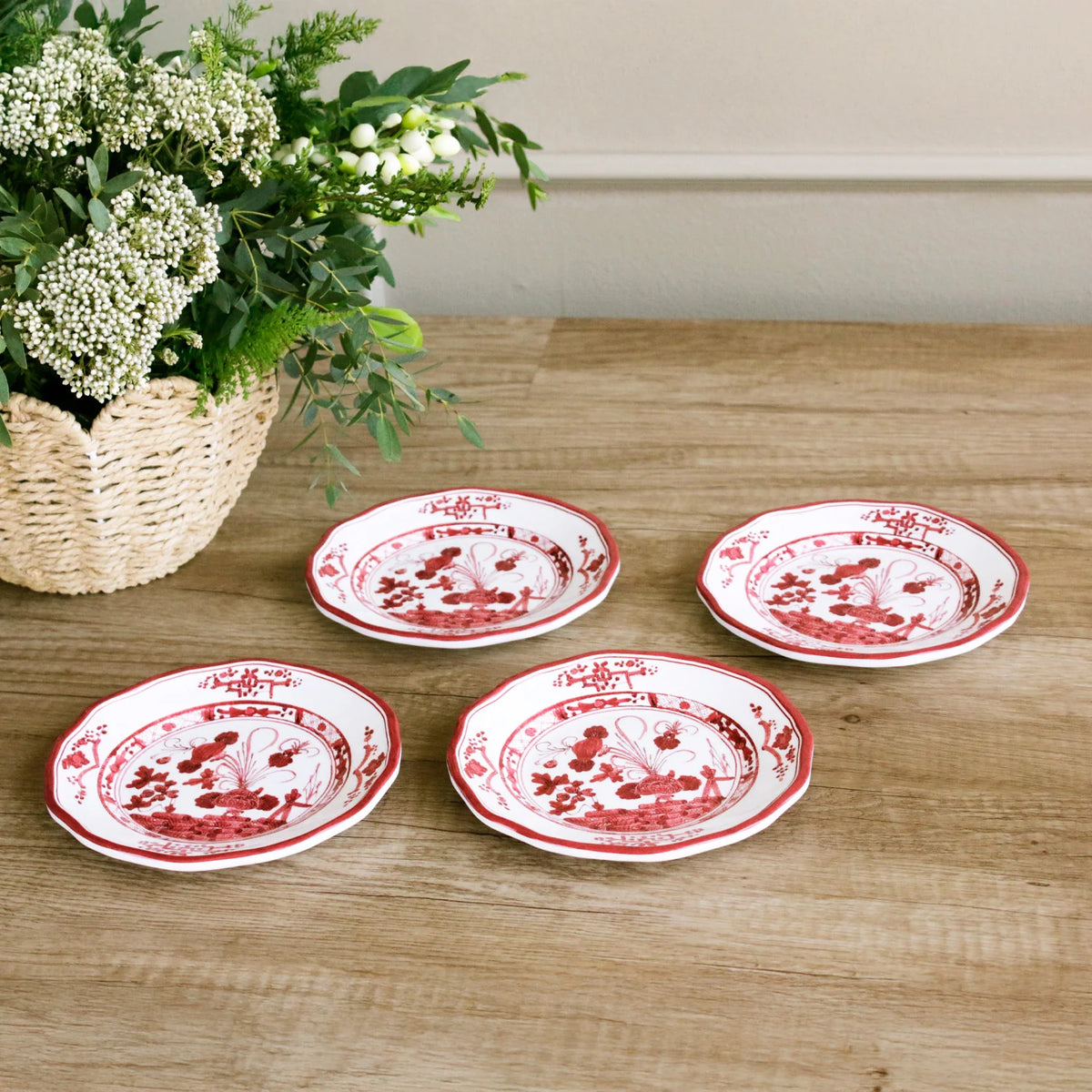 VIDA Faenza Appetizer Plate S/4 Red and White