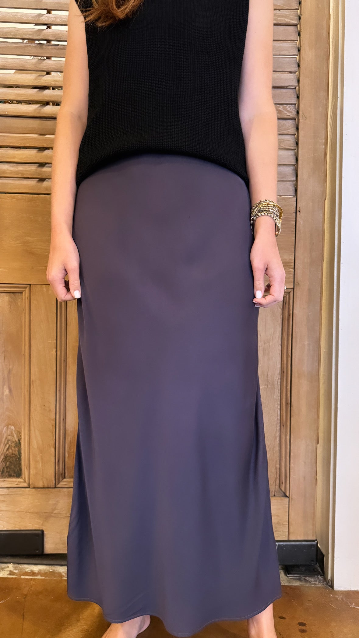 Side Slit Bias Maxi Skirt Galaxy Smoke