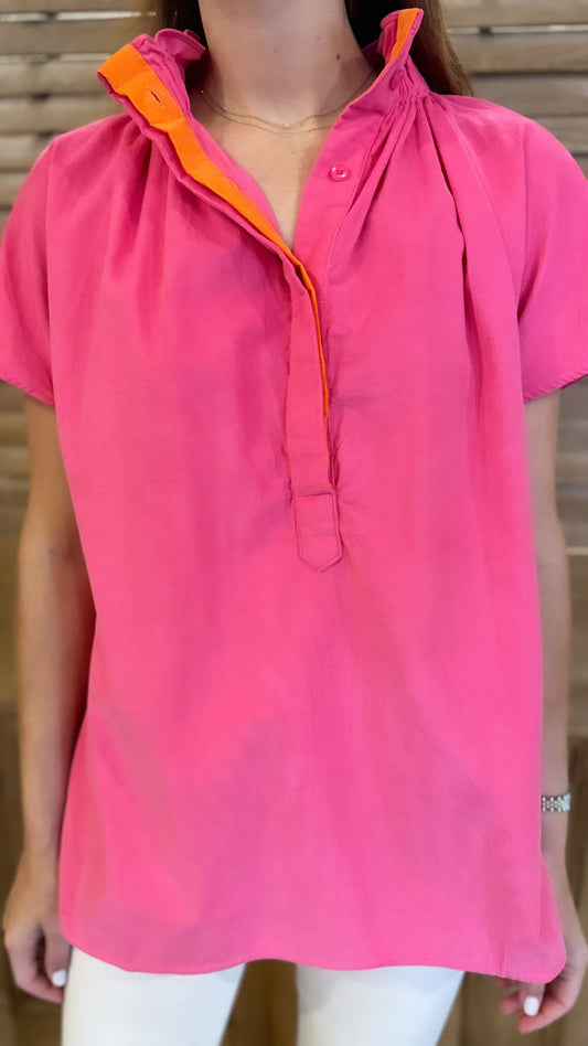 Emily Corduroy Top Pink/Orange