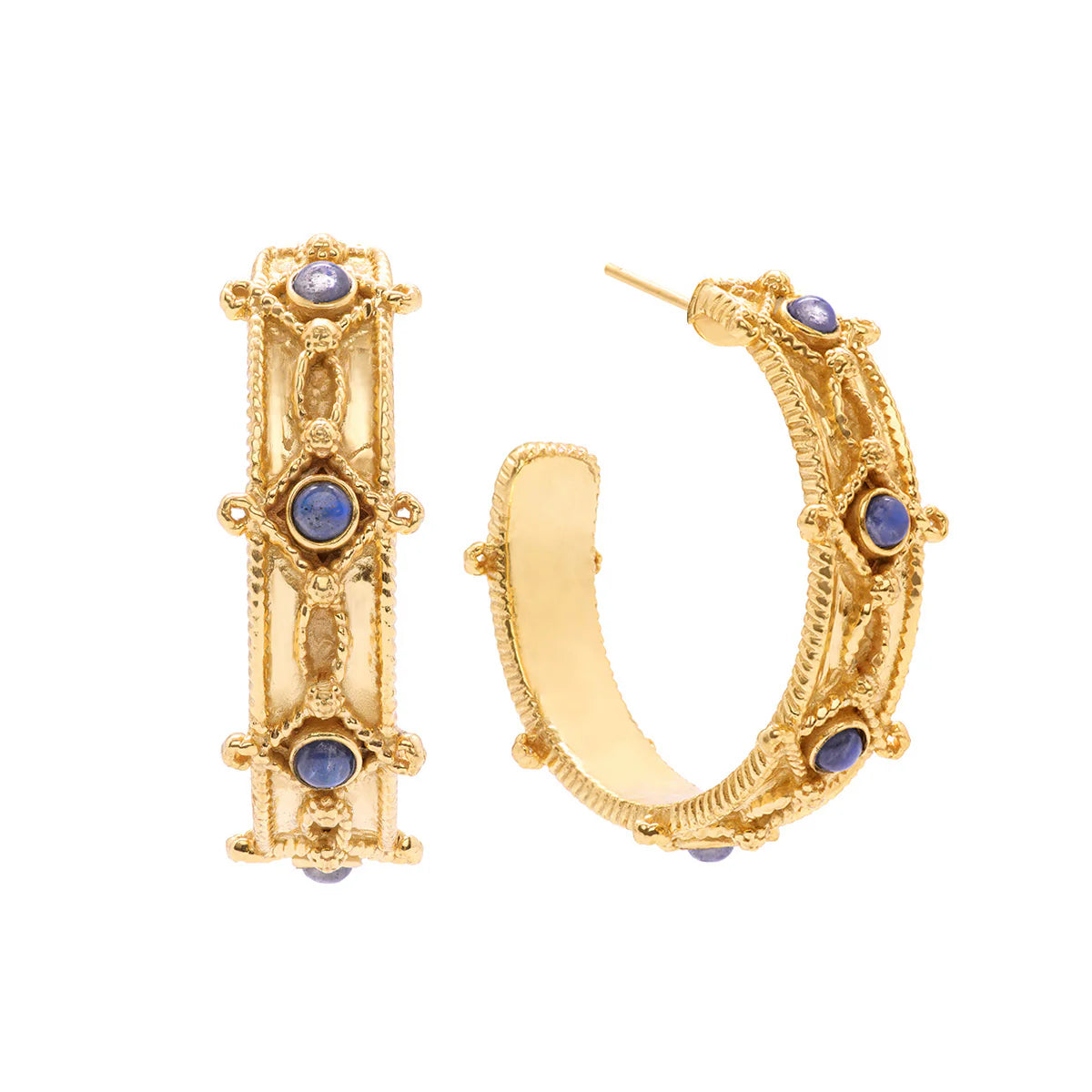 Victoria Hoop Earrings Gold/Blue Labradorite