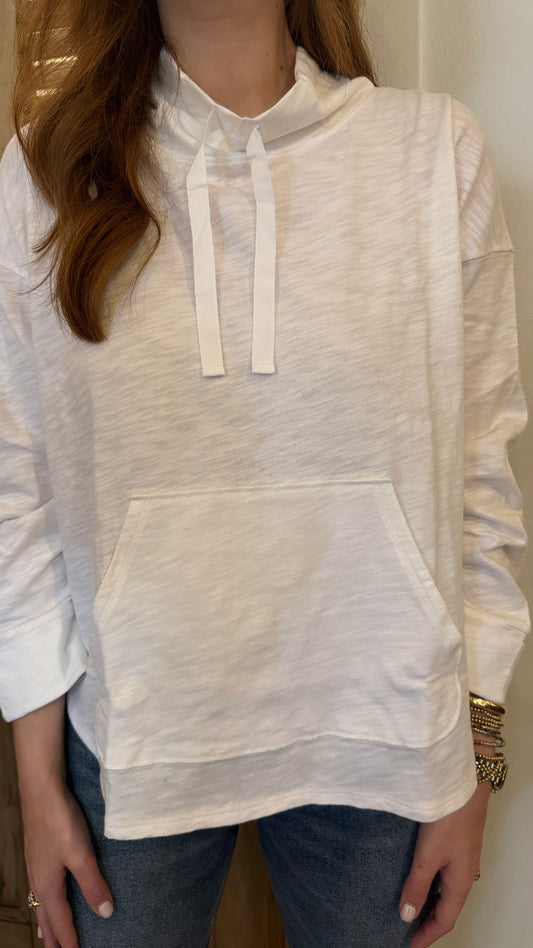 Drawstring Neck Pullover White