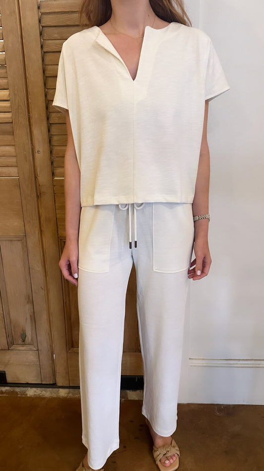 Cropped Pull On Pant Ecru