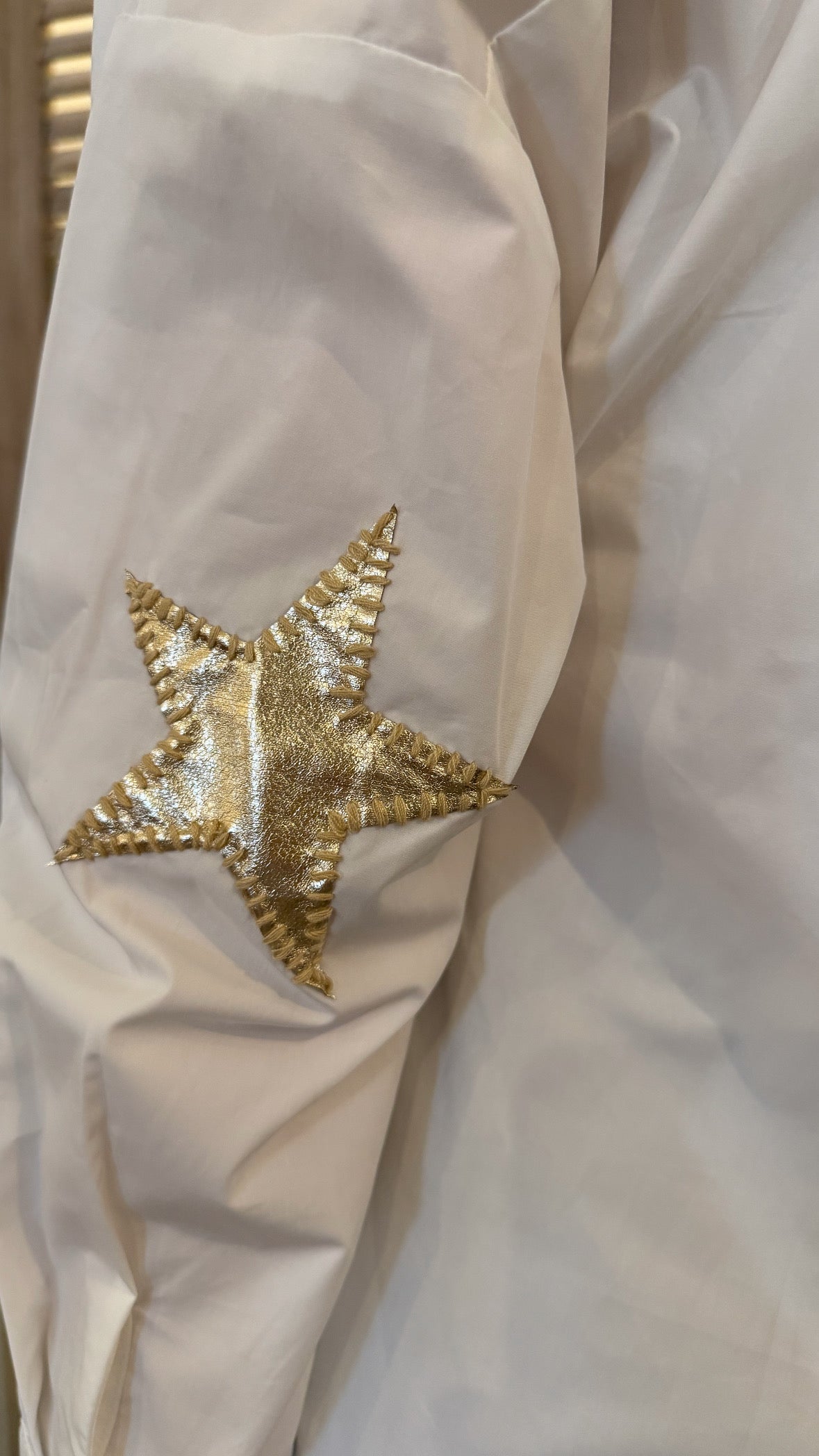 Preppy Top Leather Star Elbow White & Champagne