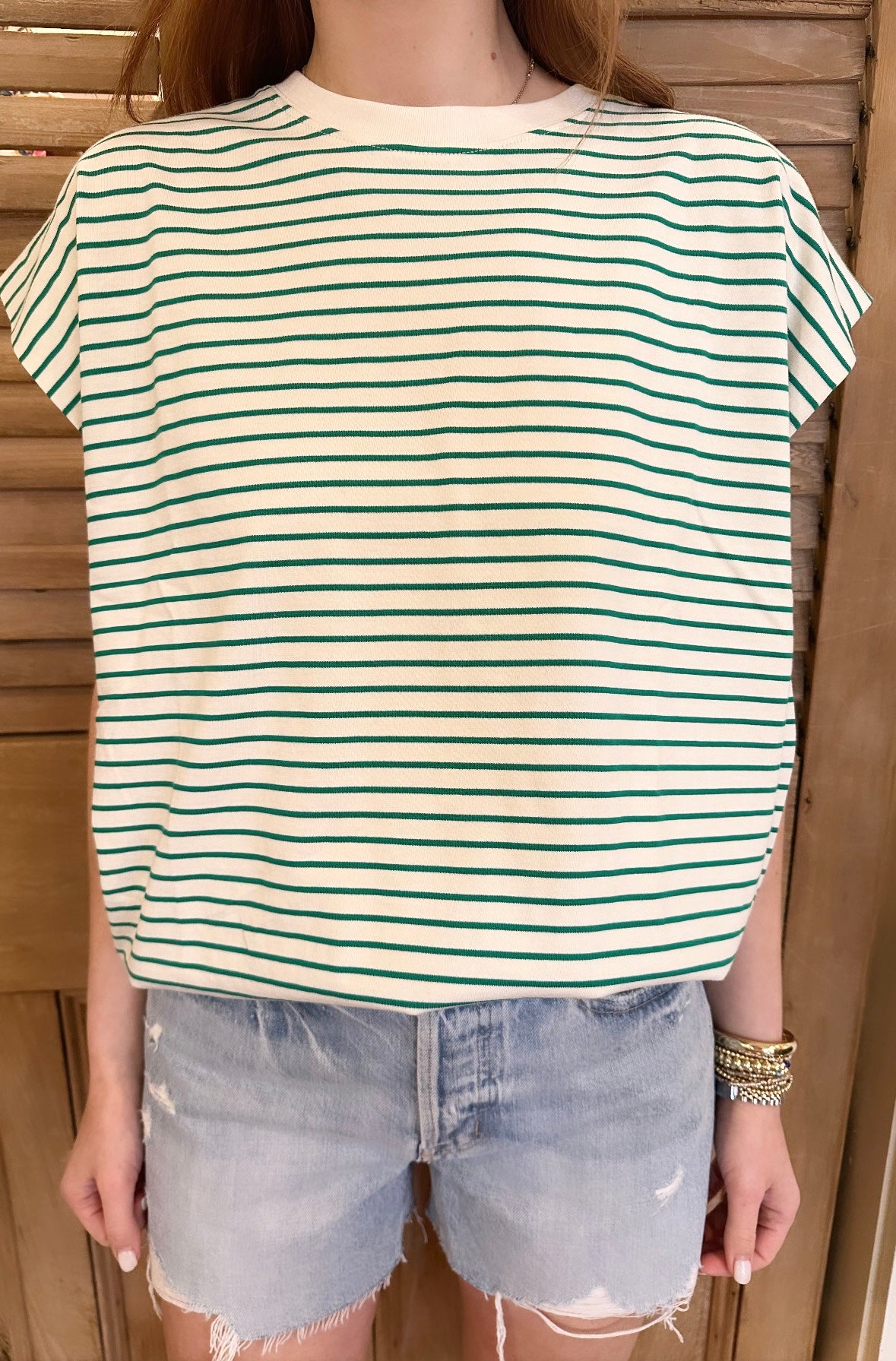 Trina Muscle Tee Vert Stripe