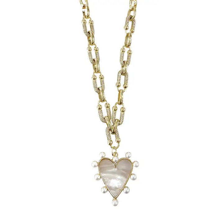 Marella Gold Pearl Heart Necklace
