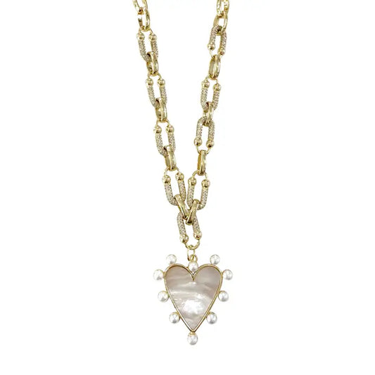 Marella Gold Pearl Heart Necklace