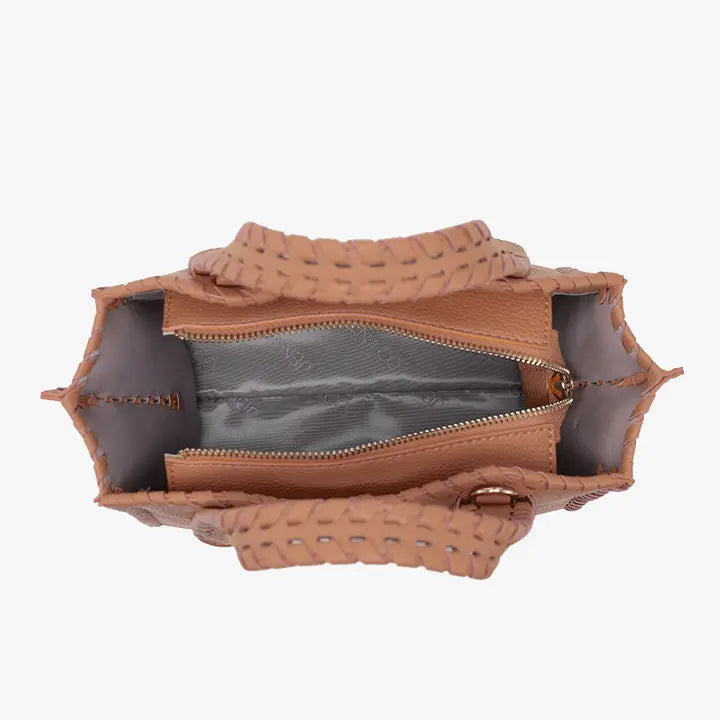 Marla Whipstitch Shaped Satchel Black