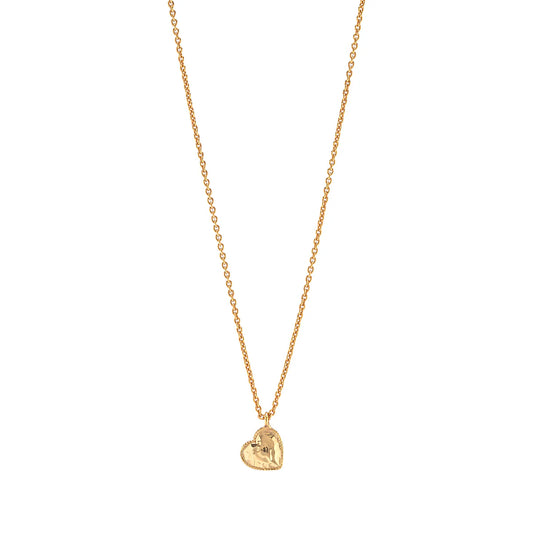 Gold Love Heart Charm Necklace 16in 2in