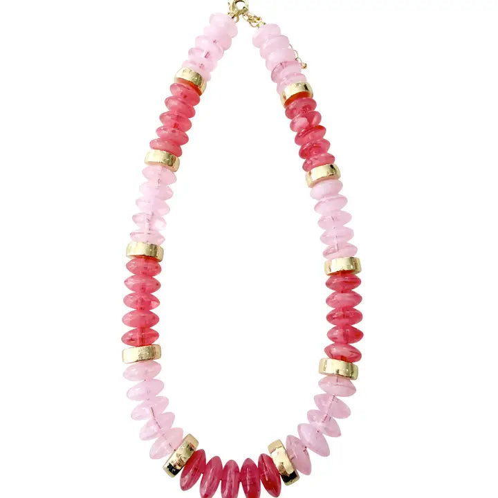 Calloway Beaded Disc Necklace Pink