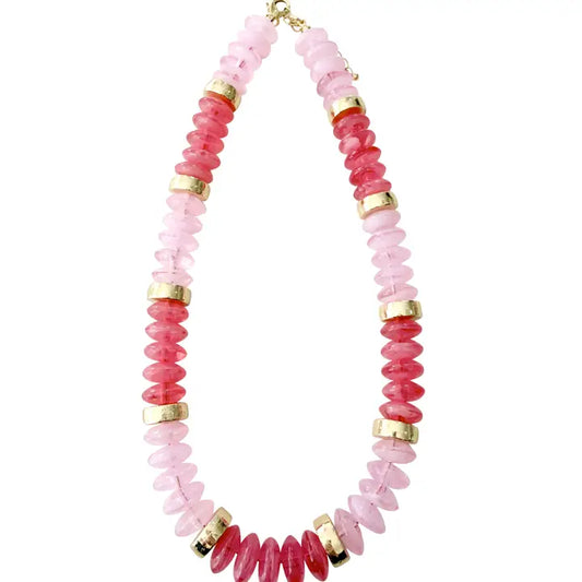 Calloway Beaded Disc Necklace Pink