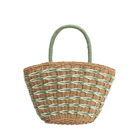 Lisbon Sage Straw Vegan Tote Bag