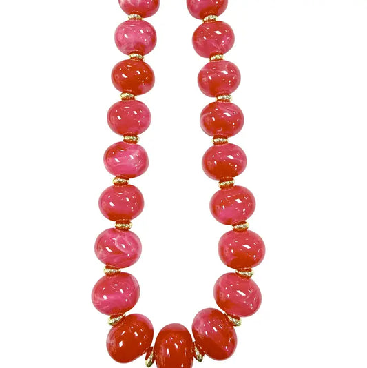Marble Chunky Beaded Necklace Hot Pink