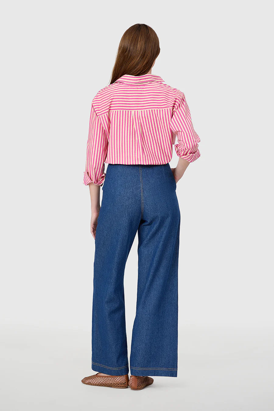 The Boyfriend Shirt Raspberry Pinstripe