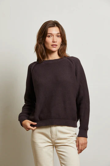 Cotton Raglan Crewneck Sweater Cocoa