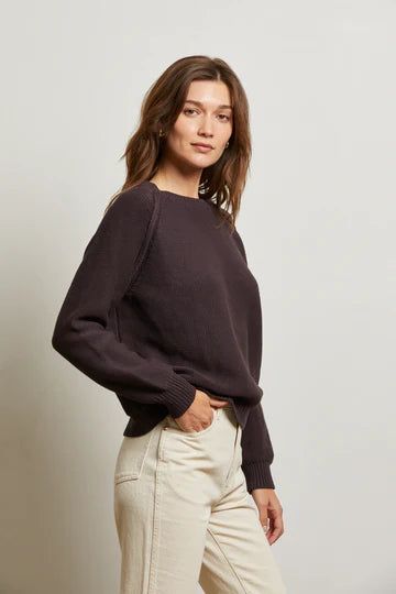 Cotton Raglan Crewneck Sweater Cocoa