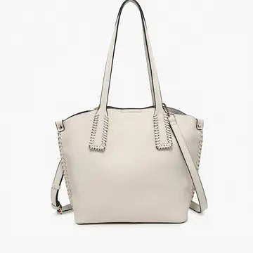 Micah Whipstitch 3-Compartment Tote Off White