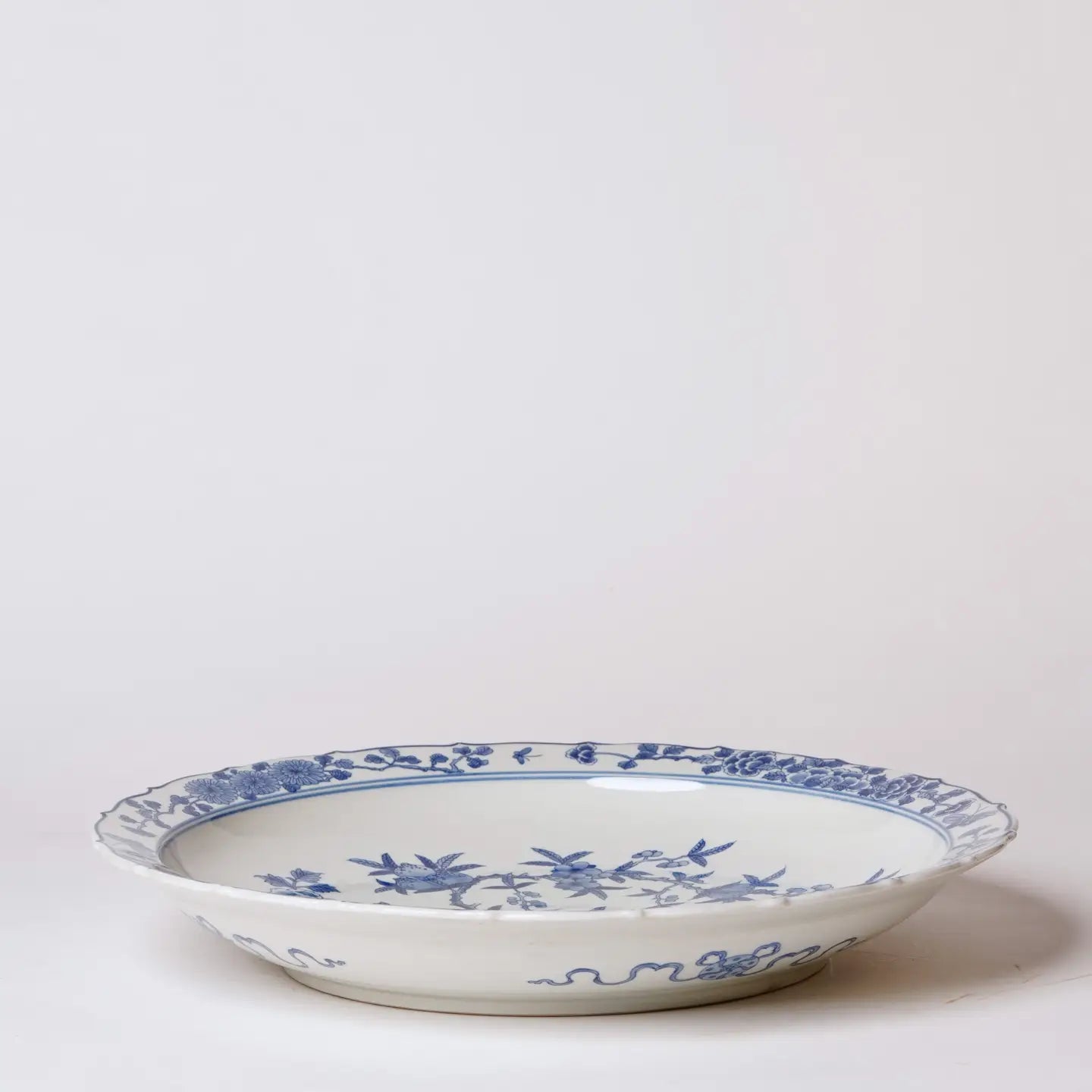 Blue and White Porcelain Bird and Flower Platter