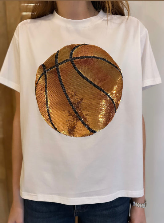 White Basketball Tee