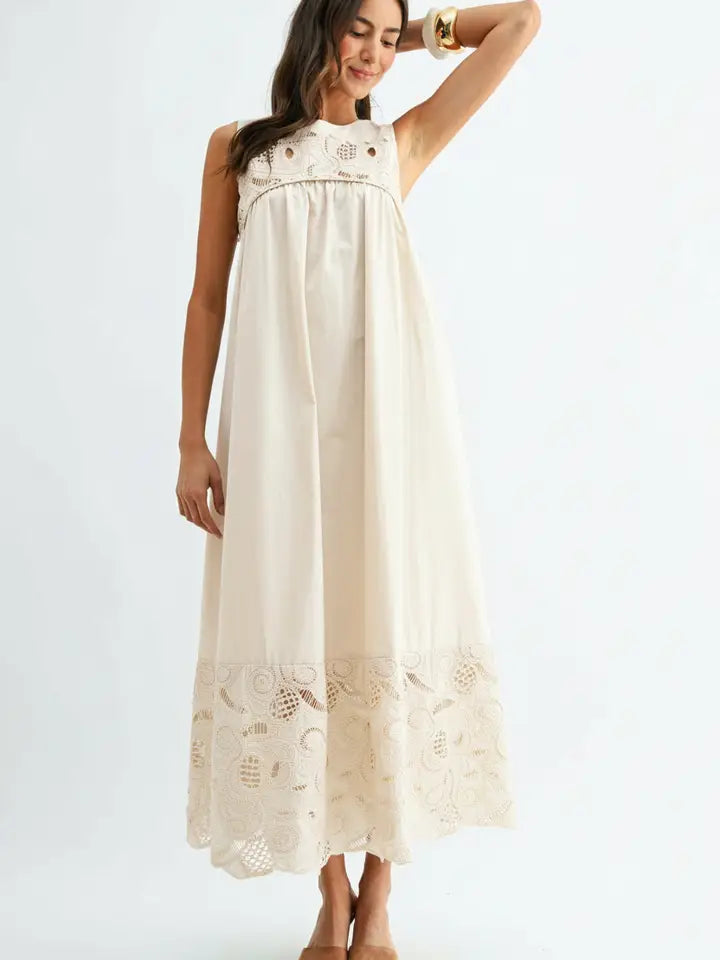 Boho Maxi Dress with Lace Details