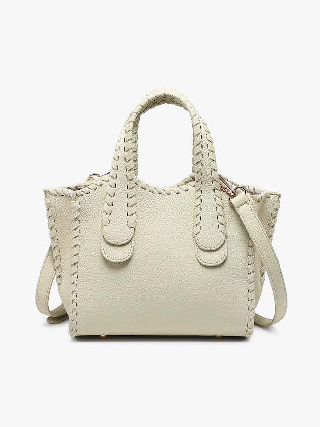 Marla Whipstitch Shaped Satchel Pale Pistachio