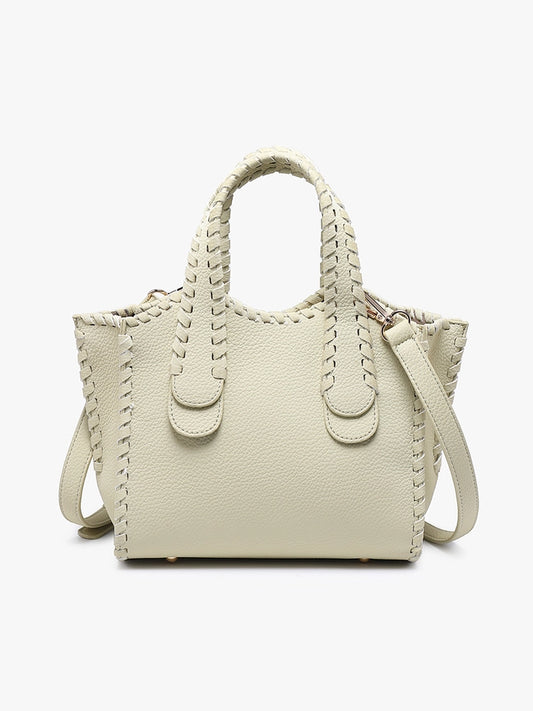 Marla Whipstitch Shaped Satchel Pale Pistachio