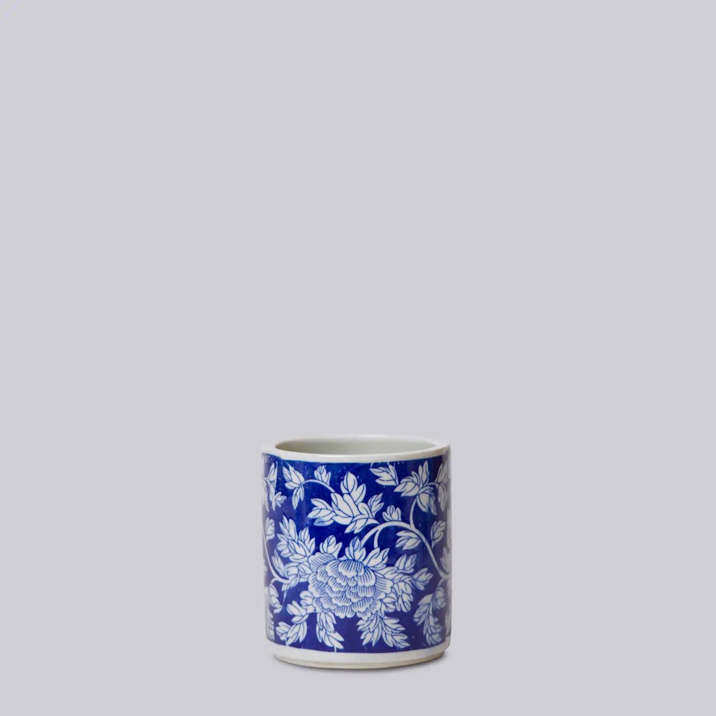 Tiny BW Porcelain Peony Cachepot