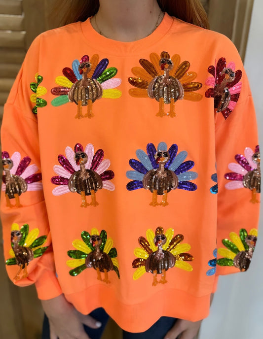 Neon Orange Turkey Sweatshirt