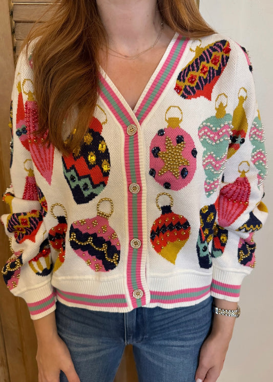 Beige Multi Ornament Cardigan