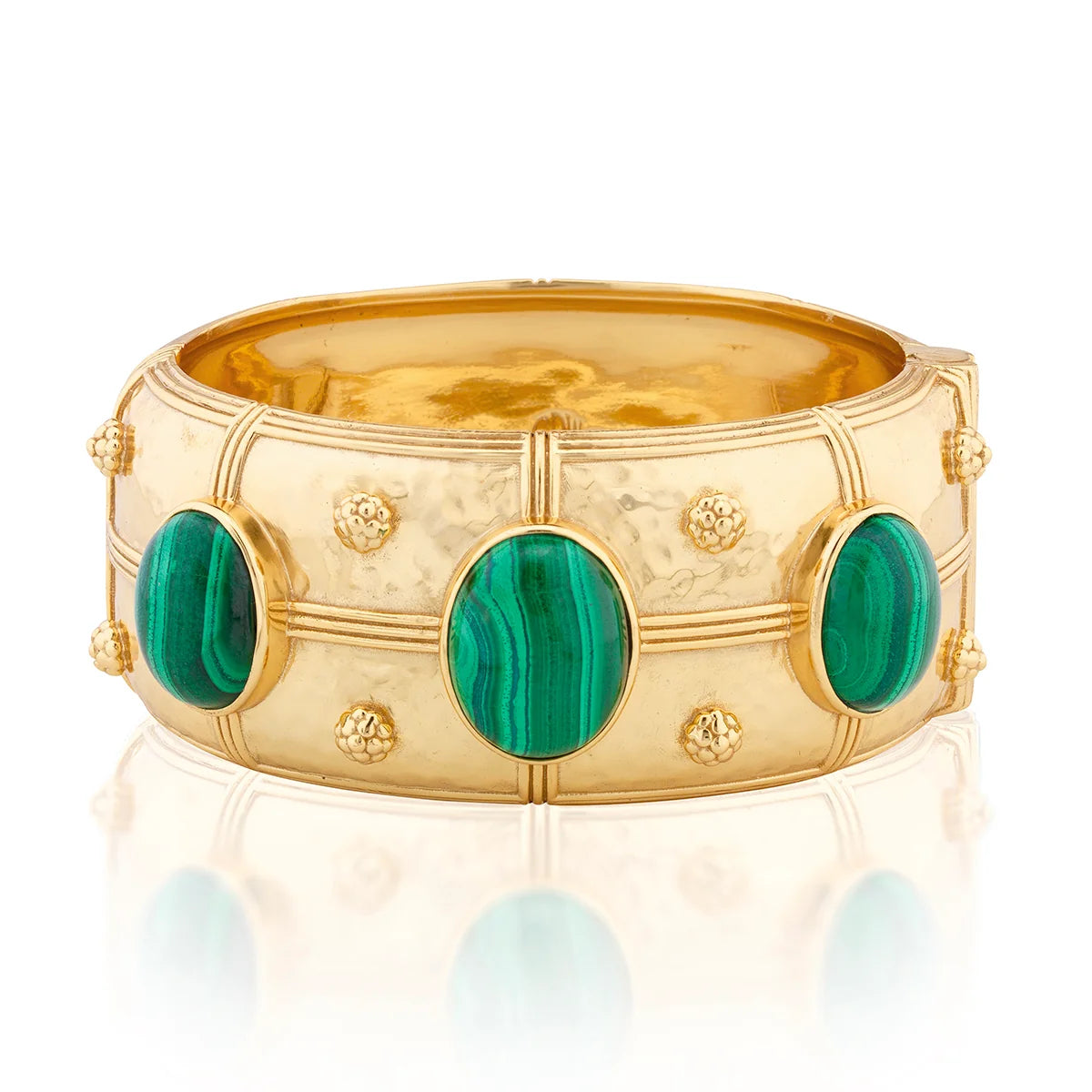 Grande Hinged Bangle Malachite