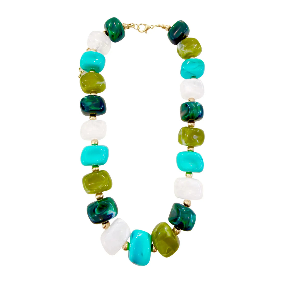 Ellen Beaded Necklace Green Mix