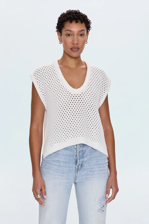 Beck Open Knit Cropped Sweater Le Blanc