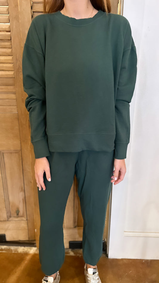 French Terry Pullover Sweatshirt Evergreen