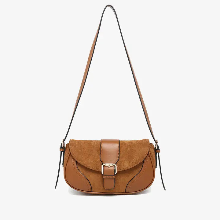 Duffy Contrast Suede Shoulder Bag Brown