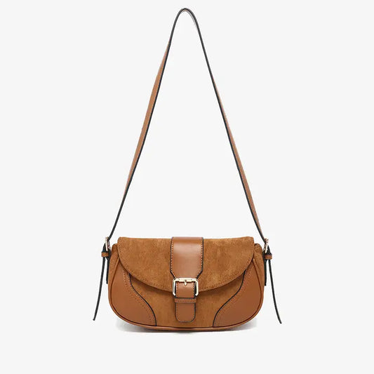 Duffy Contrast Suede Shoulder Bag Brown