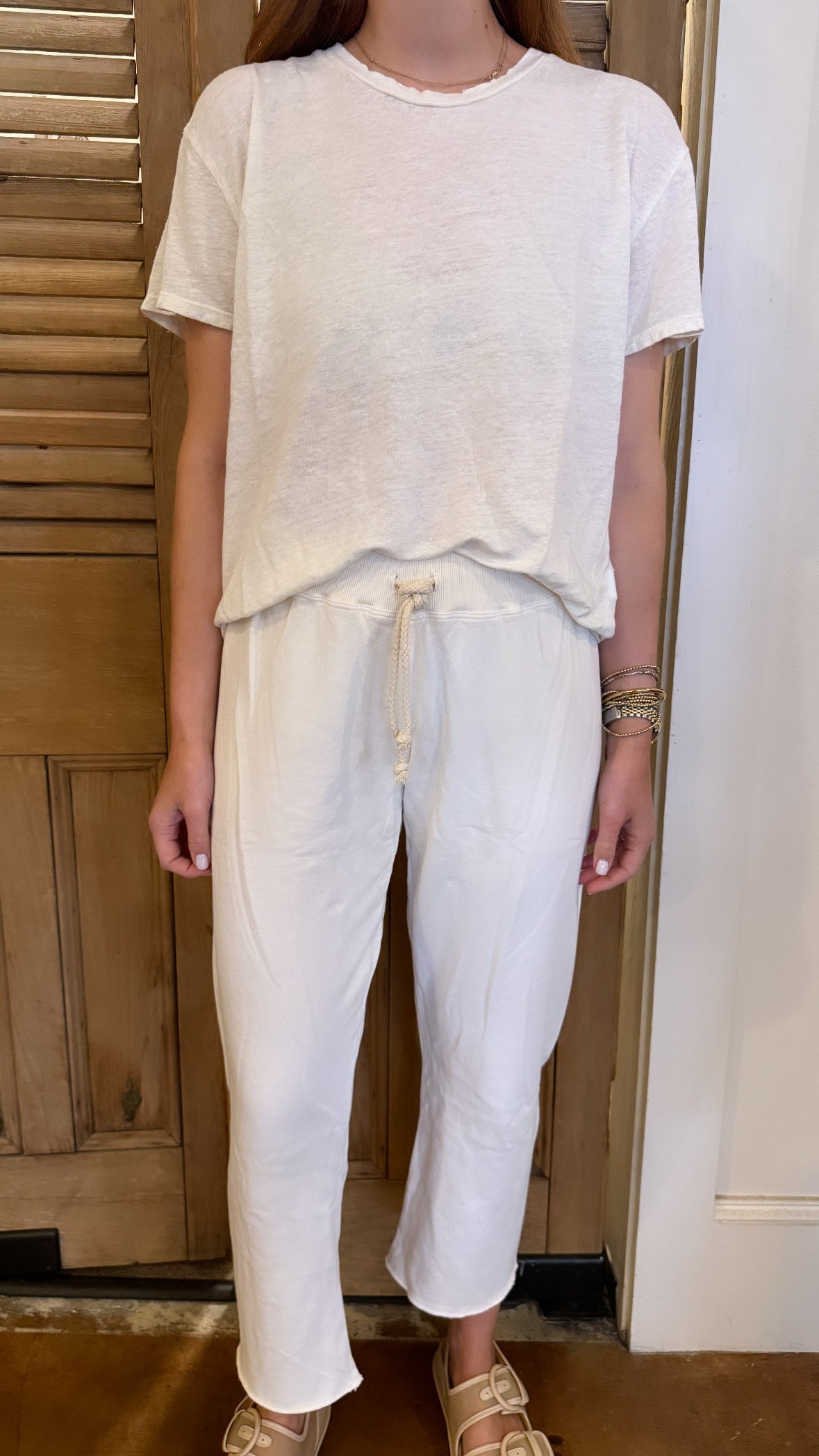 Linen Jersey Spandex Crew Tee Natural