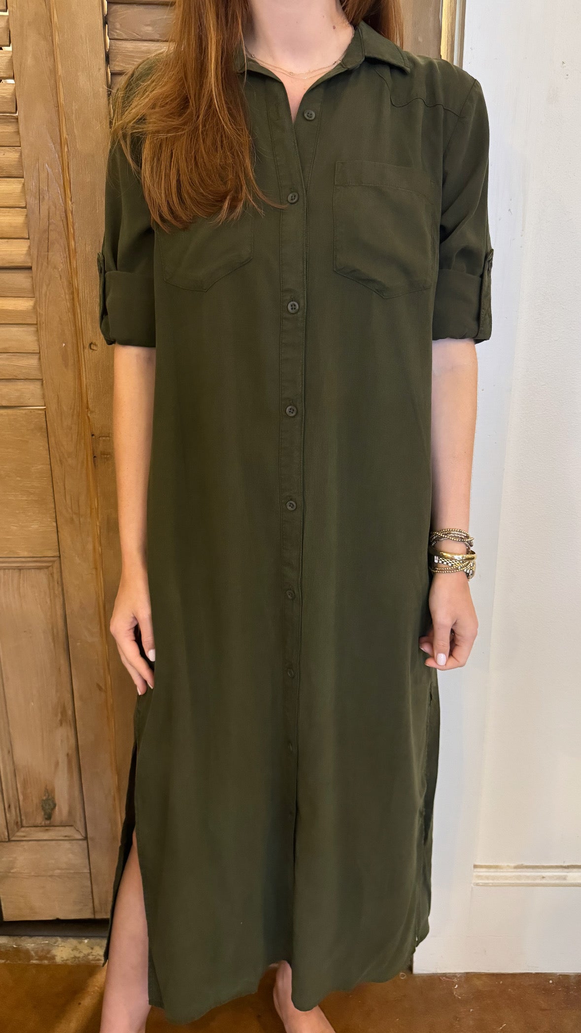 Western Yoke Duster Dress Italian Herb