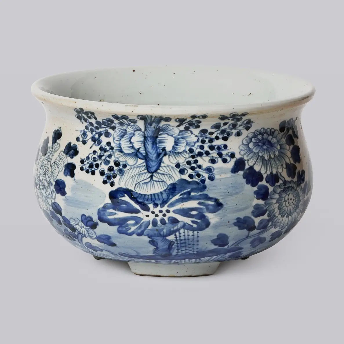 Blue and White Porcelain Four Seasons Bulbous Cachepot
