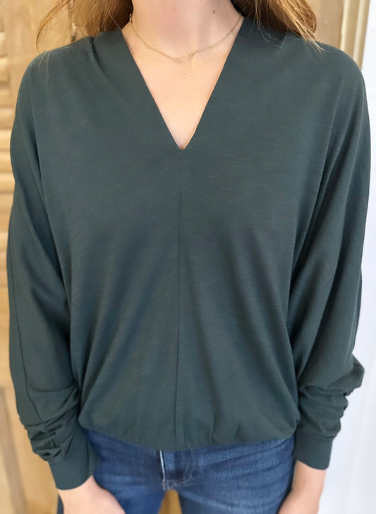 Full Sleeve Split Neck Dolman Elm