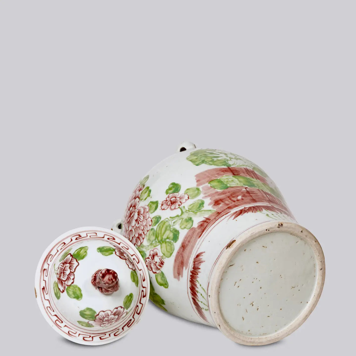Pink and Green Porcelain Four Seasons Temple Jar