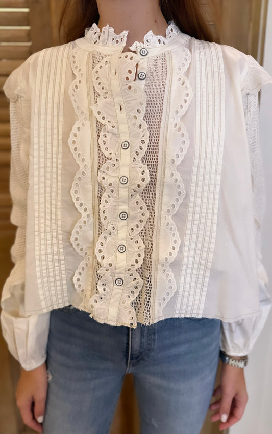 Masai Mar Ruffle Blouse Ivory