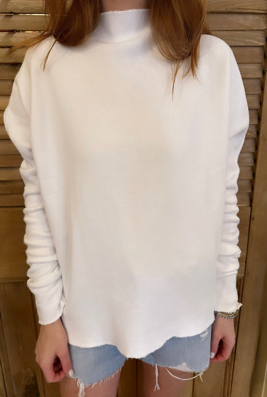 Mock Neck Sweatshirt White