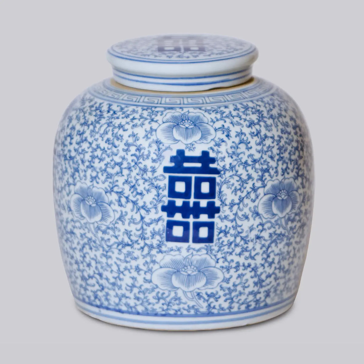 Double Happiness Blue and White Porcelain Jar