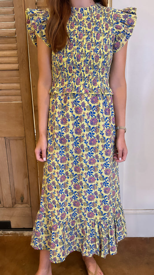 Blakely Midi Yellow Floral