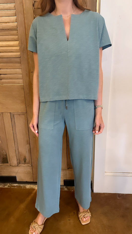 Cropped Pull On Pant Seagreen