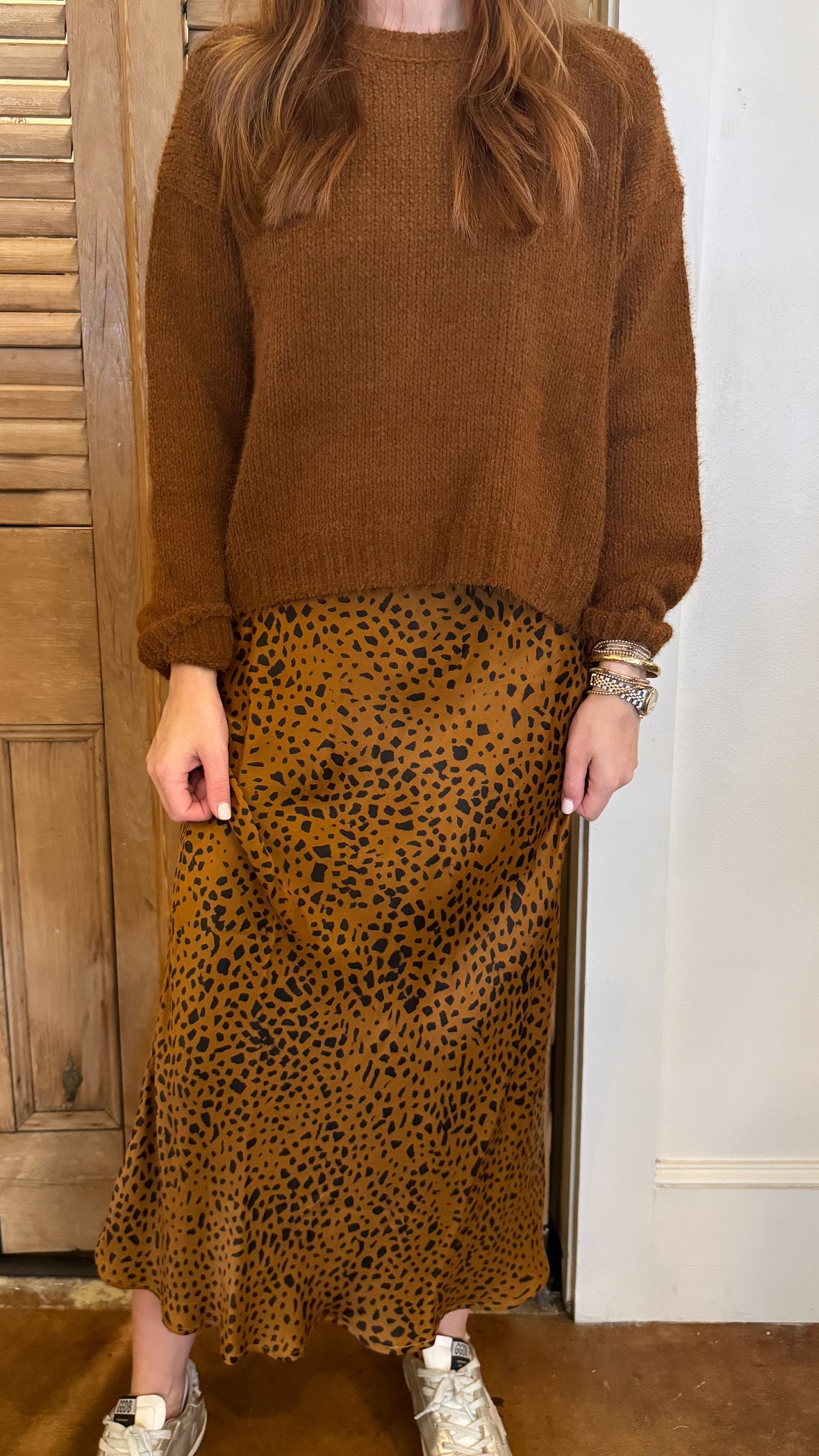 Bias Midi Skirt Bronzed Maple