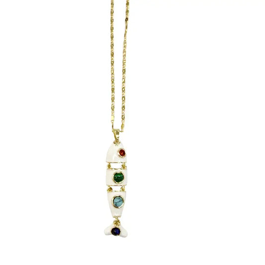 Pisces Fish Necklace White