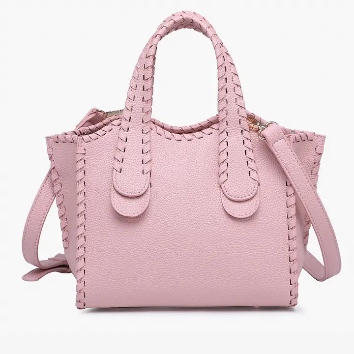 Marla Whipstitch Shaped Satchel Mauve