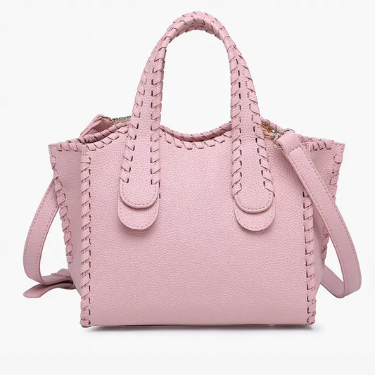 Marla Whipstitch Shaped Satchel Mauve