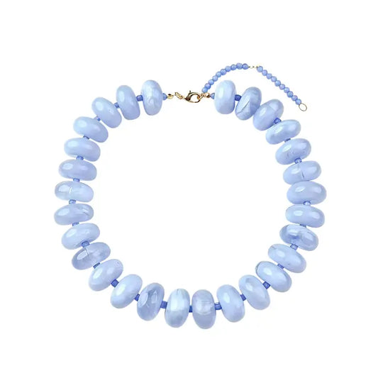 Bailey Chunky Beaded Necklace Light Blue