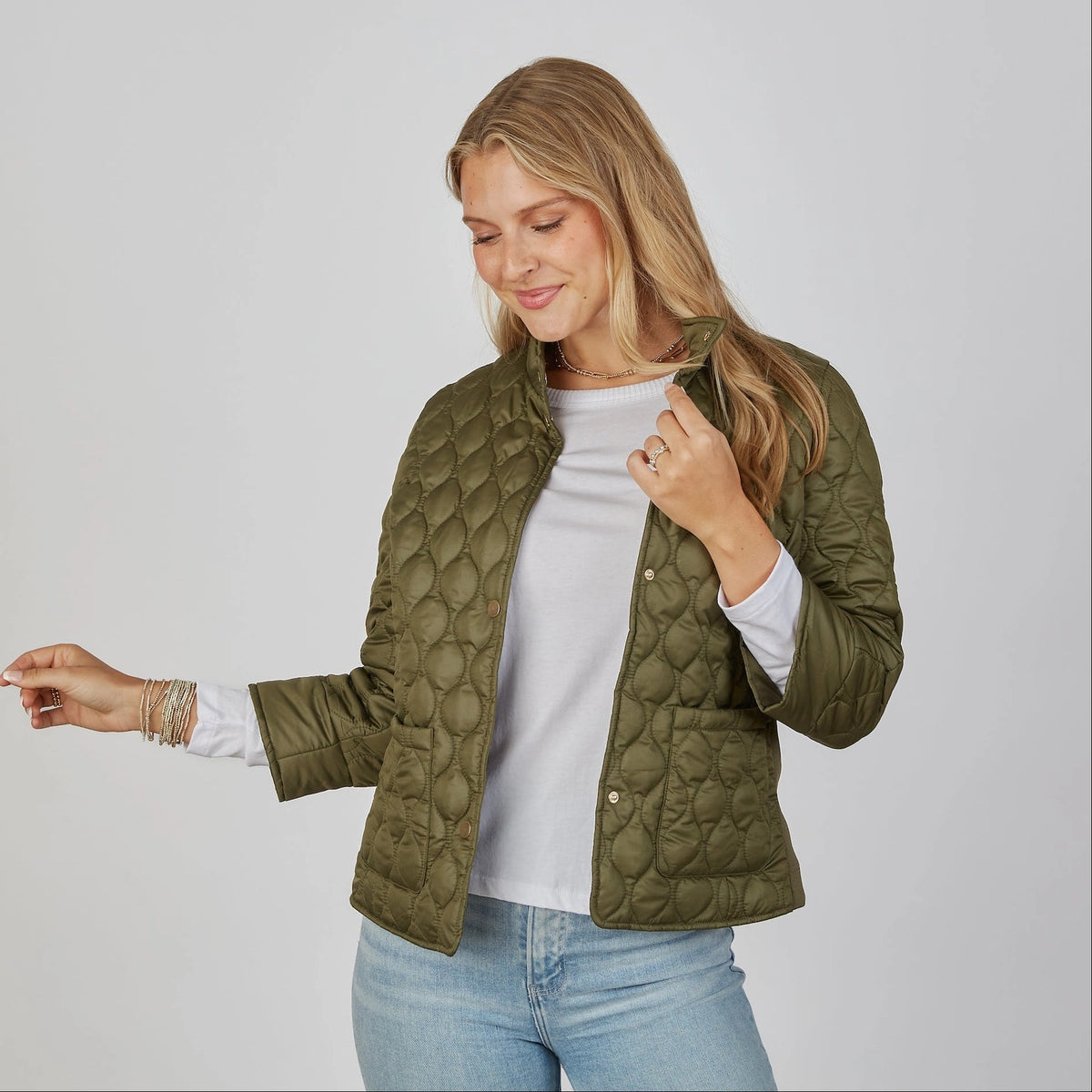 Jacqueline 3/4 Sleeve Jacket in Olive